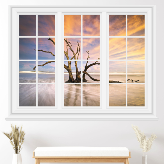 Adesivo Murale - Illusione ottica - Finestra - Vista mare