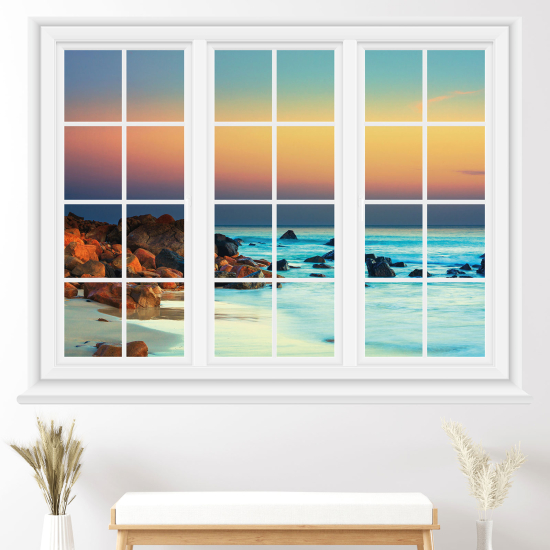 Adesivo Murale - Illusione ottica - Finestra - Vista mare