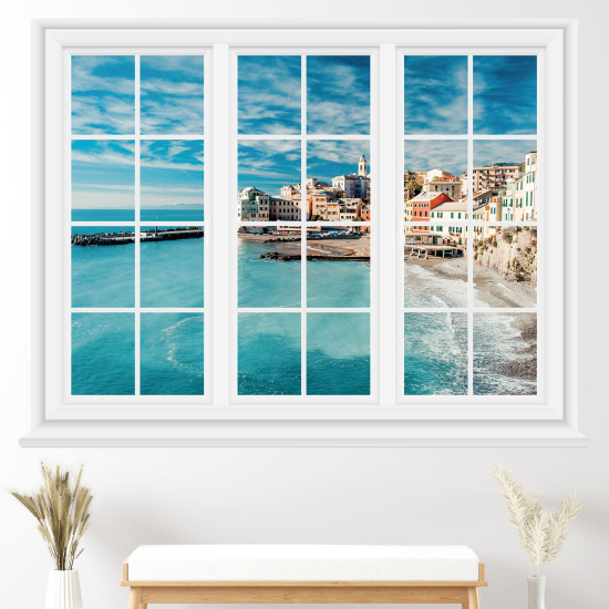 Adesivo Murale - Illusione ottica - Finestra - Vista mare