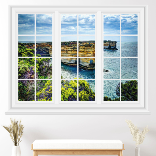 Adesivo Murale - Illusione ottica - Finestra - Vista mare