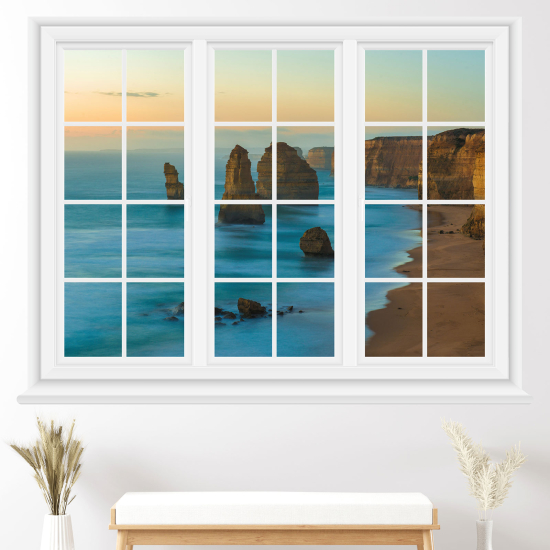 Adesivo Murale - Illusione ottica - Finestra - Vista mare