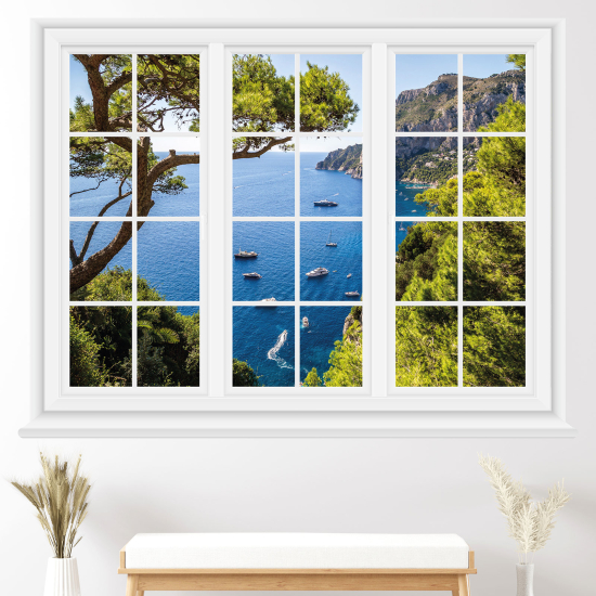 Adesivo Murale - Illusione ottica - Finestra - Vista mare