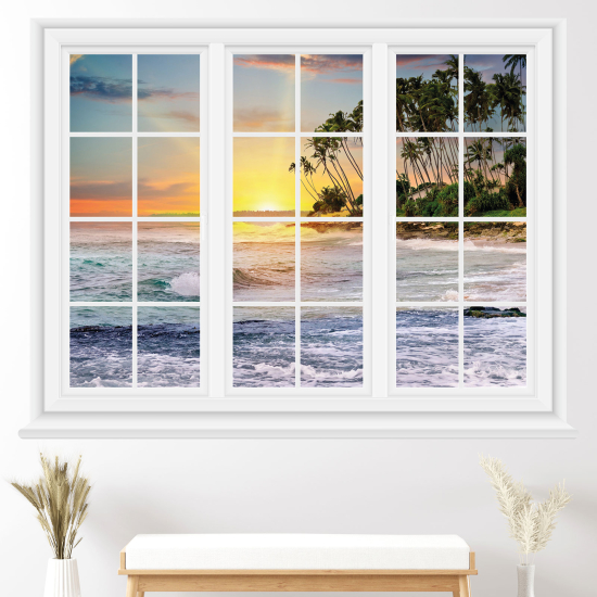 Adesivo Murale - Illusione ottica - Finestra - Vista mare