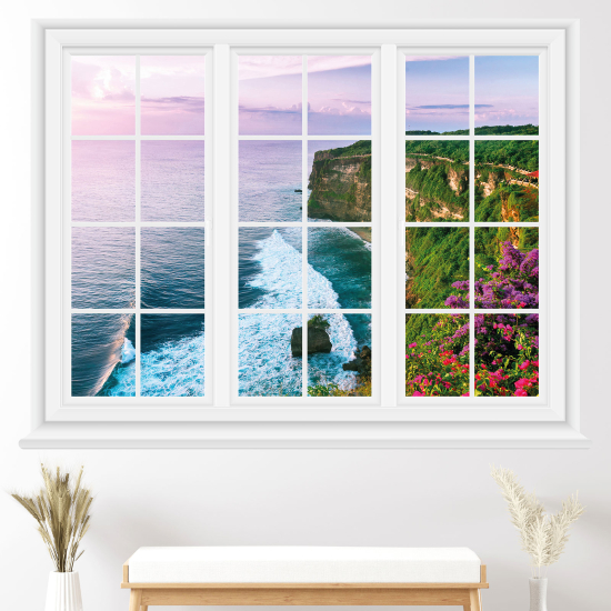Adesivo Murale - Illusione ottica - Finestra - Vista mare