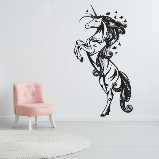 Adesivo Murale - Unicorno Farfalle
