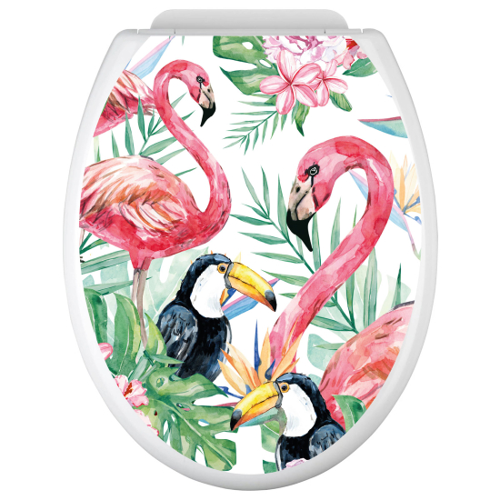 Adesivo per copriwater - WC - Fenicotteri rosa