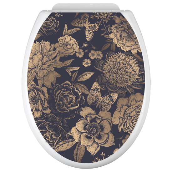 Adesivo per copriwater - WC - Fiori Farfalle