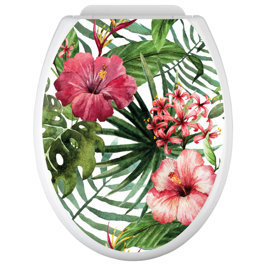 Adesivo per copriwater - WC - Fiori tropicali