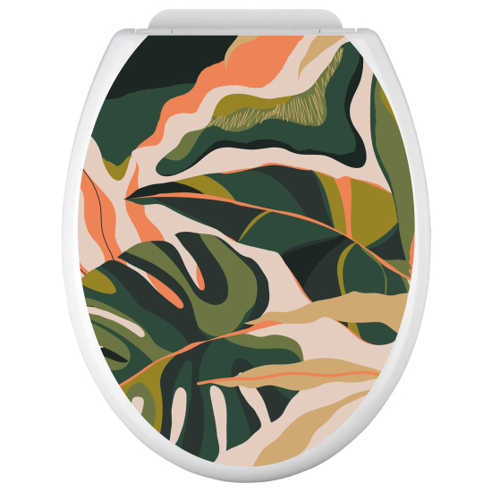 Adesivo per copriwater - WC - Foglie Tropicali