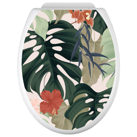 Adesivo per copriwater - WC - Foglie tropicali