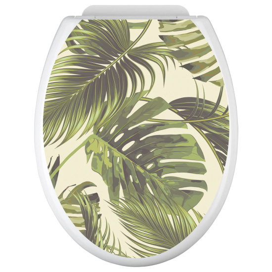Adesivo per copriwater - WC - Foglie Tropicali