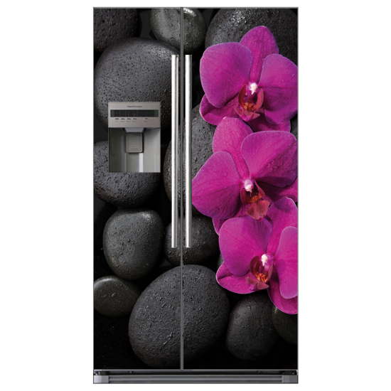 Adesivo per frigo americano - Orchidee ciottoli