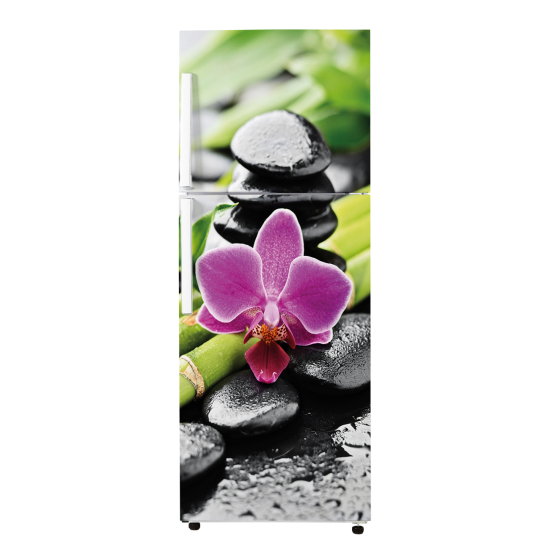 Adesivo Per Frigo - Bambù ciottoli orchidea