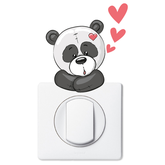 Adesivo per interruttore - Panda cuori