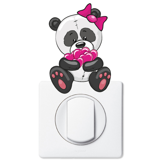 Adesivo per interruttore - Panda cuori