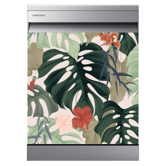 Adesivo per lavastoviglie - Foglie tropicali