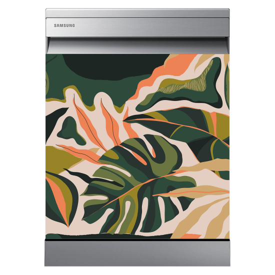 Adesivo per lavastoviglie - Foglie tropicali