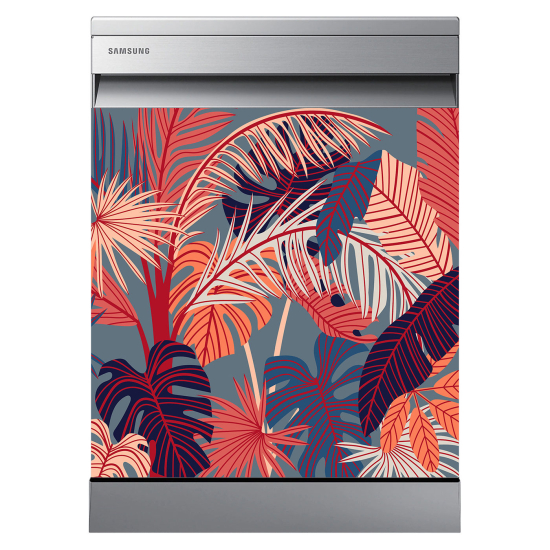 Adesivo per lavastoviglie - Foglie tropicali