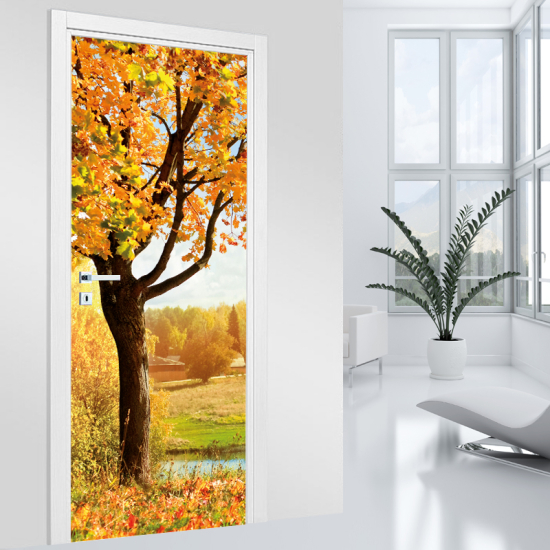 Adesivo per porta - Albero autunno