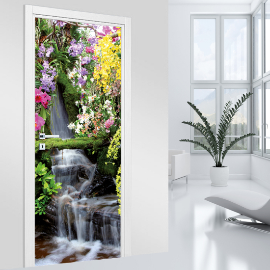 Adesivo per porta - Cascata di Fiori