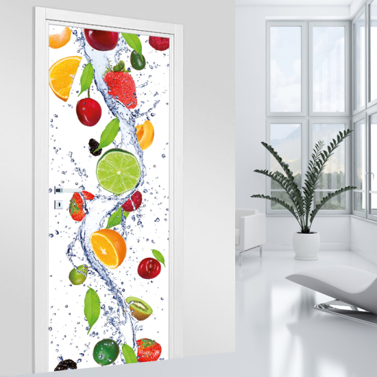 Adesivo per porta - Cascata di frutta