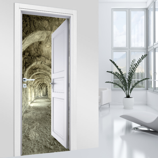 Adesivo per porta - Corridoio Archi