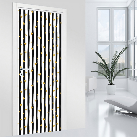 Adesivo per porta - Cuori a righe