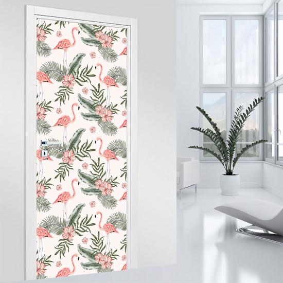 Adesivo per porta - Fenicotteri rosa