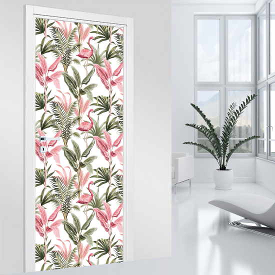 Adesivo per porta - Fenicotteri rosa