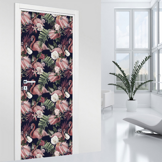 Adesivo per porta - Fenicotteri rosa