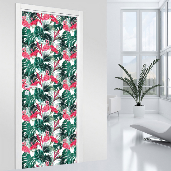 Adesivo per porta - Fenicotteri rosa