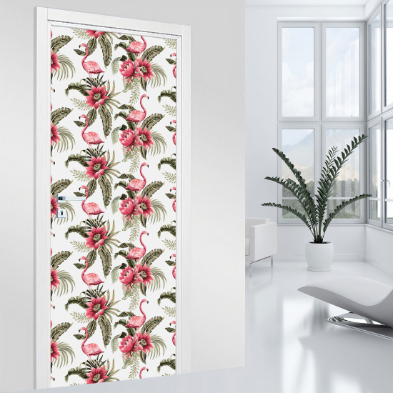 Adesivo per porta - Fenicotteri rosa