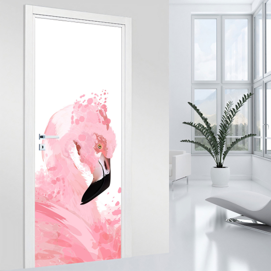 Adesivo per porta - Fenicottero rosa