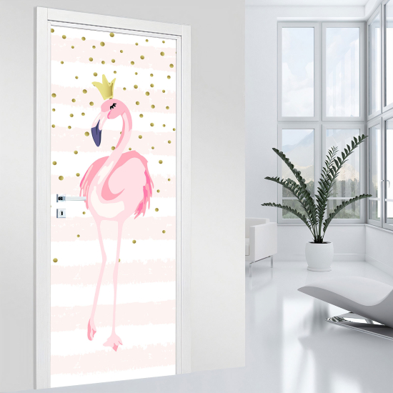 Adesivo per porta - Fenicottero rosa