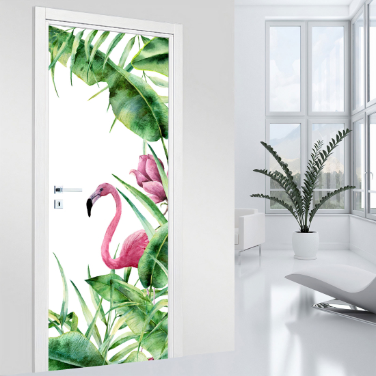 Adesivo per porta - Fenicottero rosa
