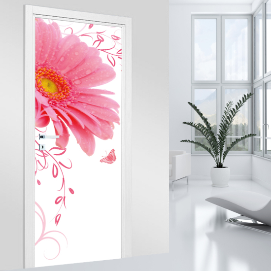 Adesivo per porta - Fiore rosa