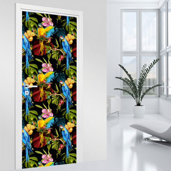 Adesivo per porta - Fiori pappagallo