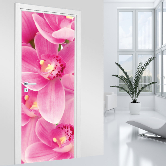 Adesivo per porta - Fiori Rosa