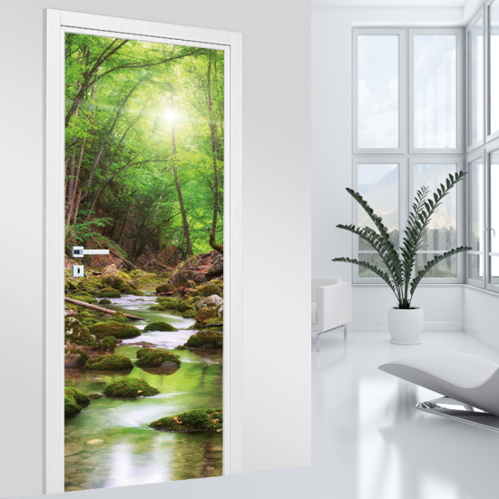 Adesivo per porta - Fiume Foresta