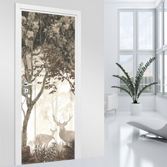 Adesivo per porta - Foresta Cervi