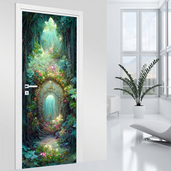 Adesivo per porta - Foresta magica