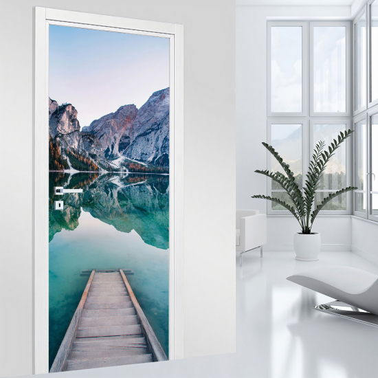 Adesivo per porta - Lago e Montagna