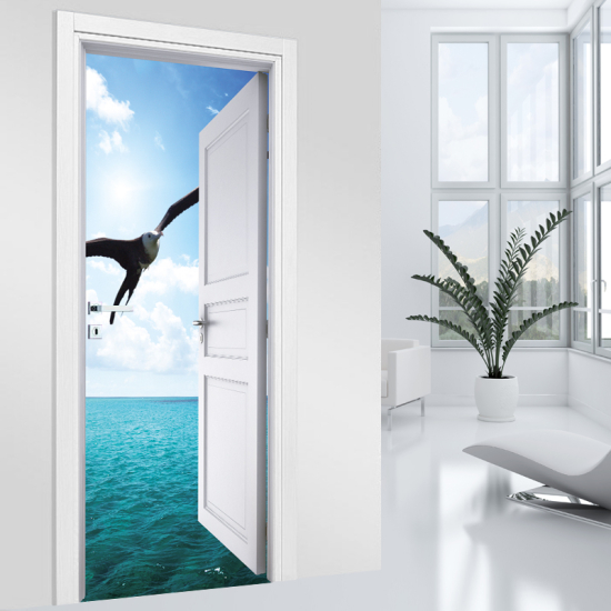 Adesivo per porta - Mare Gabbiano