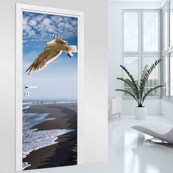 Adesivo per porta - Mare Gabbiano