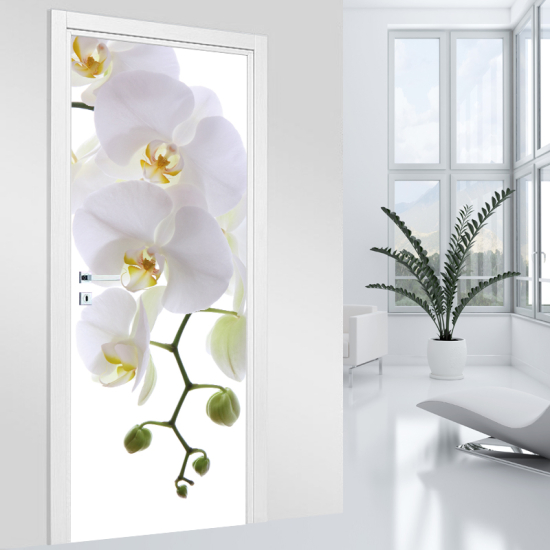 Adesivo per porta - Orchidea bianca
