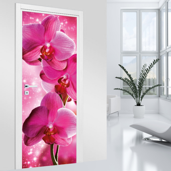 Adesivo per porta - Orchidea rosa