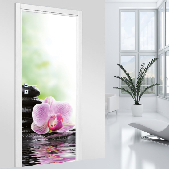 Adesivo per porta - Orchidee Zen