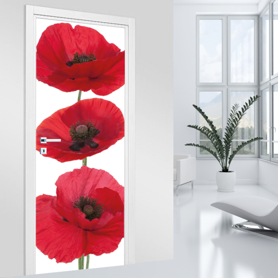 Adesivo per porta - Papaveri