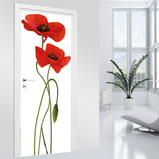 Adesivo per porta - Papaveri