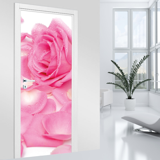 Adesivo per porta - Rosa Zoom